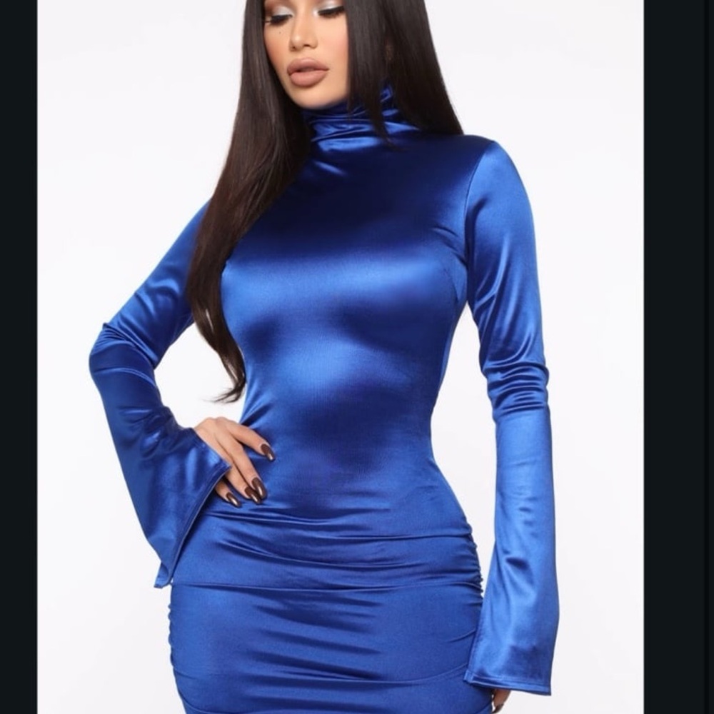 Fashion Nova Royal Blue Long Sleeve Dress
